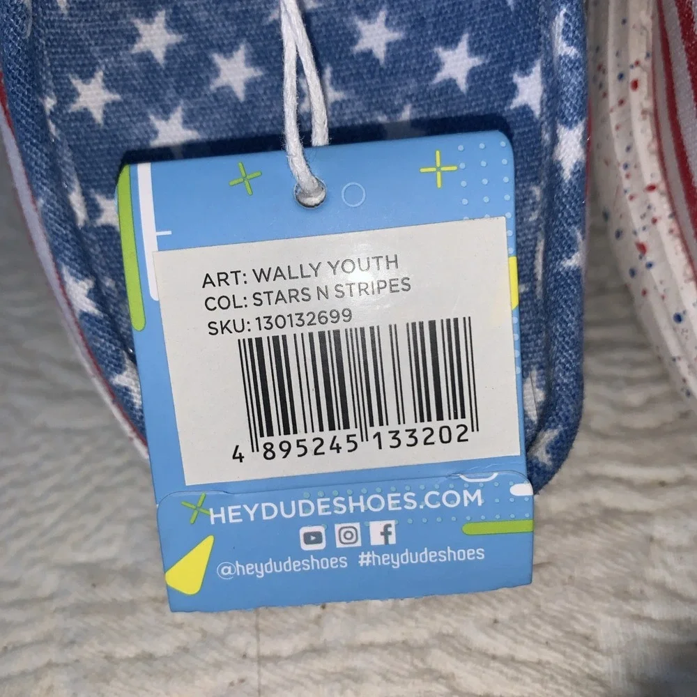 New! Hey Dude Wally Youth‎ Patriotic Stars Stripes Slip On Shoes US Size K12 12